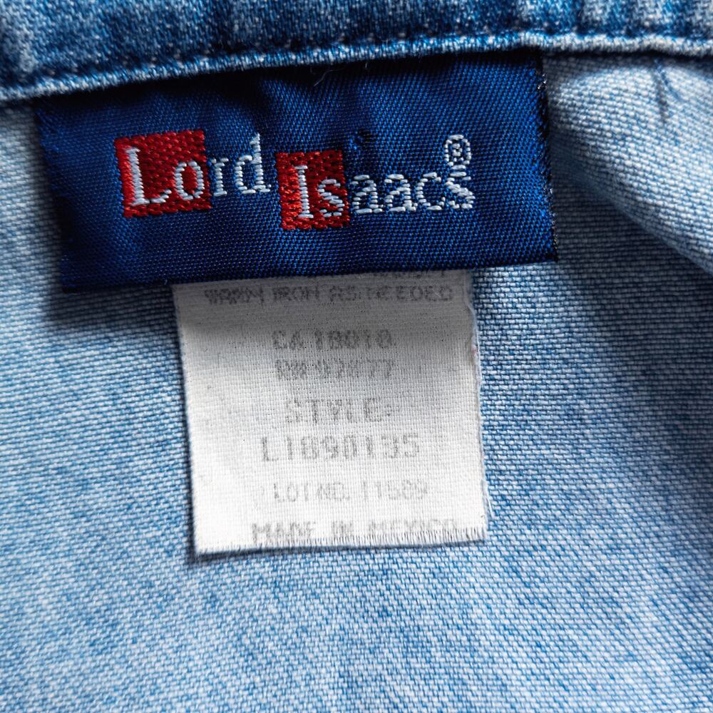 Lord Isaacs Denim Shirt Dress Size L Western Core Button Front Vintage - Picture 10 of 10